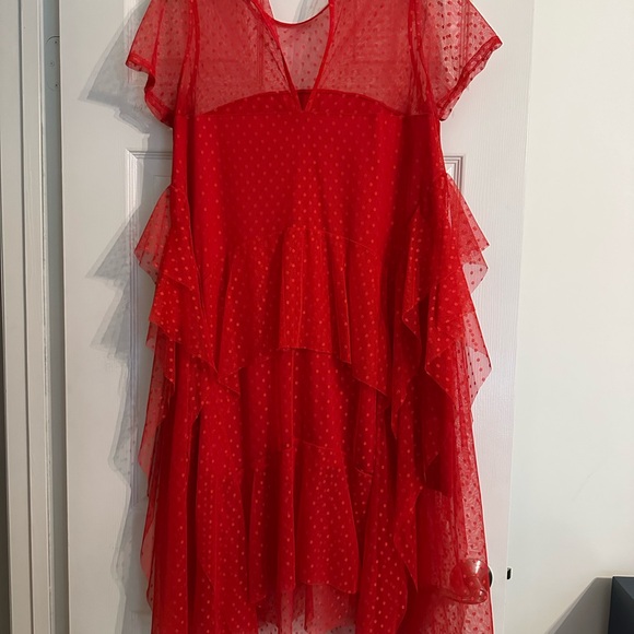Red Ruffled Dress - Picture 2 of 3